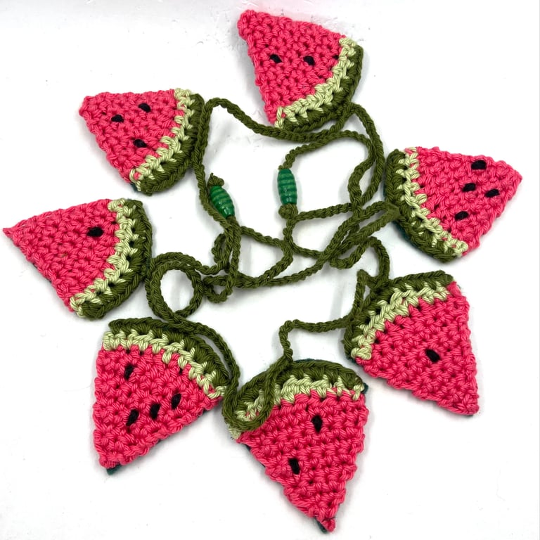 Crochet Mini Watermelon Slice Bunting 