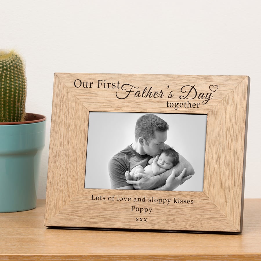 Our First Father's Day together, Personalised Photo Frame, 6x4 , Fathers Day
