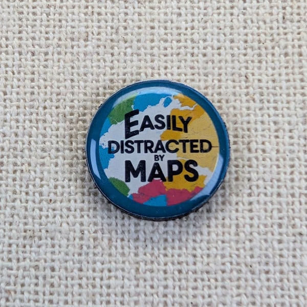 Easily Distracted By Maps - Travel Themed Magnet - Resin Topped