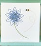 Flower Card. Hand Sewn Card. Hand Stitched Card. Embroidered Card. Cards. - Image 2