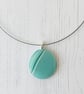 Round Glass Pebble Pendant and Choker - Image 2