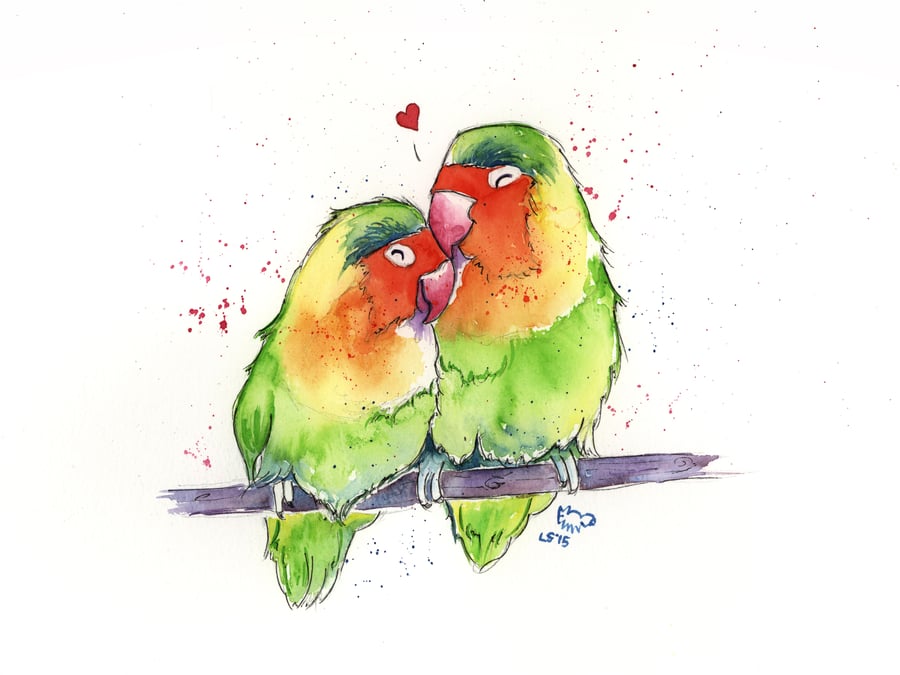 'Lovebirds' A5 Print