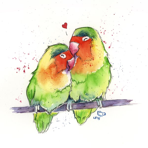 'Lovebirds' A5 Print
