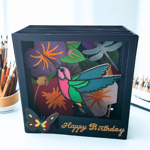 Handmade 3D Hummingbird Card
