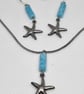 Blue Agate Starfish Necklace and Earrings Handmade Jewellery Set