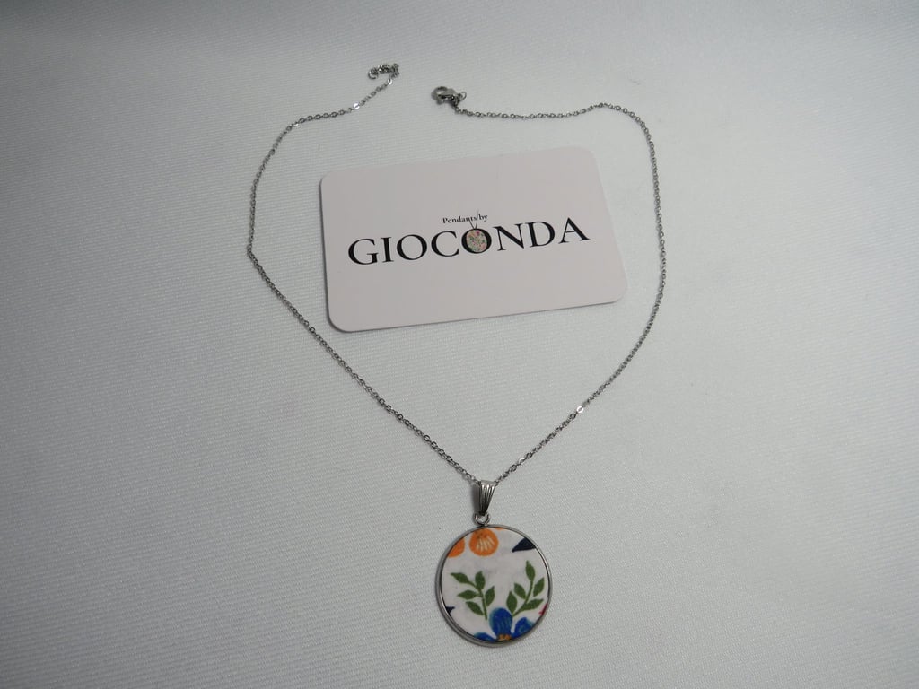 Hand Crafted Pretty Pendant - Made Using Liberty Print Fabric 