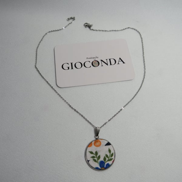 Hand Crafted Pretty Pendant - Made Using Liberty Print Fabric 
