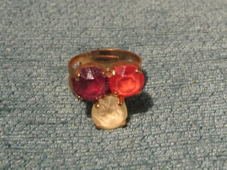 Swarovski 'Autumn Colours' Themed Adjustable Trio Ring