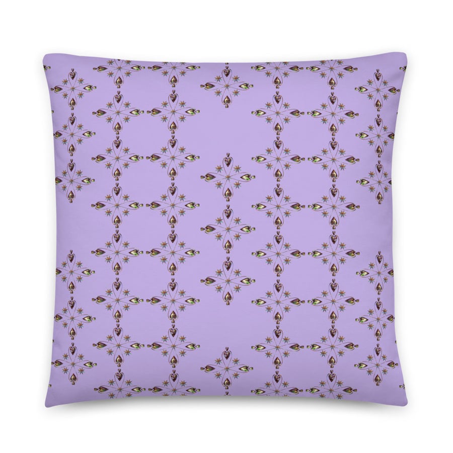 1 CUSHION - FAUX SUEDE VEGAN or POLY LINEN. HELIUM HEARTS LAVENDER Throw Pillow