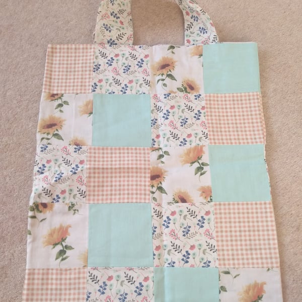 Patchwork Floral Check Tote Shopper Bag 