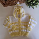 Designer Baby Girls Hooded Jacket Hand Knitted  6-12- months size