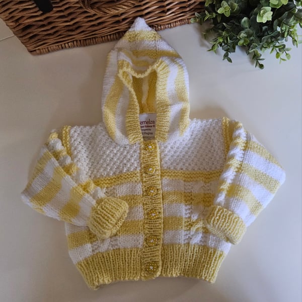 Designer Baby Girls Hooded Jacket Hand Knitted  6-12- months size