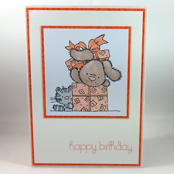 Cat and Dog Birthday card