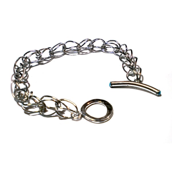Sterling silver Etruscan link Bracelet - handmade silver chain 