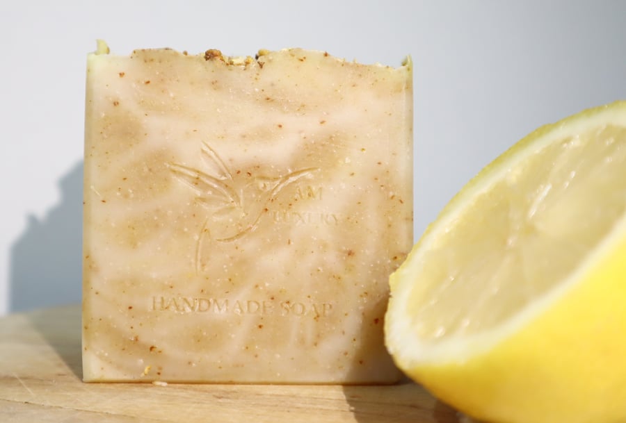 Natural Handmade Lemon Soap, Valentine gift for him, Shaving soap for men, women