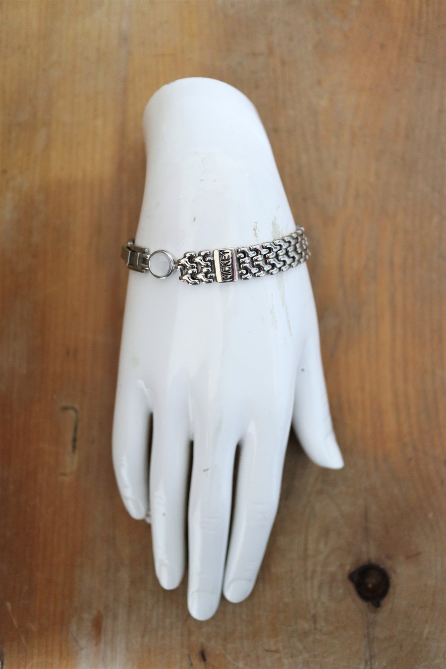 Mickey connectors stainless steel up-cycled watch parts handmade bracelet