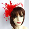 Rachel Red feather fascinator