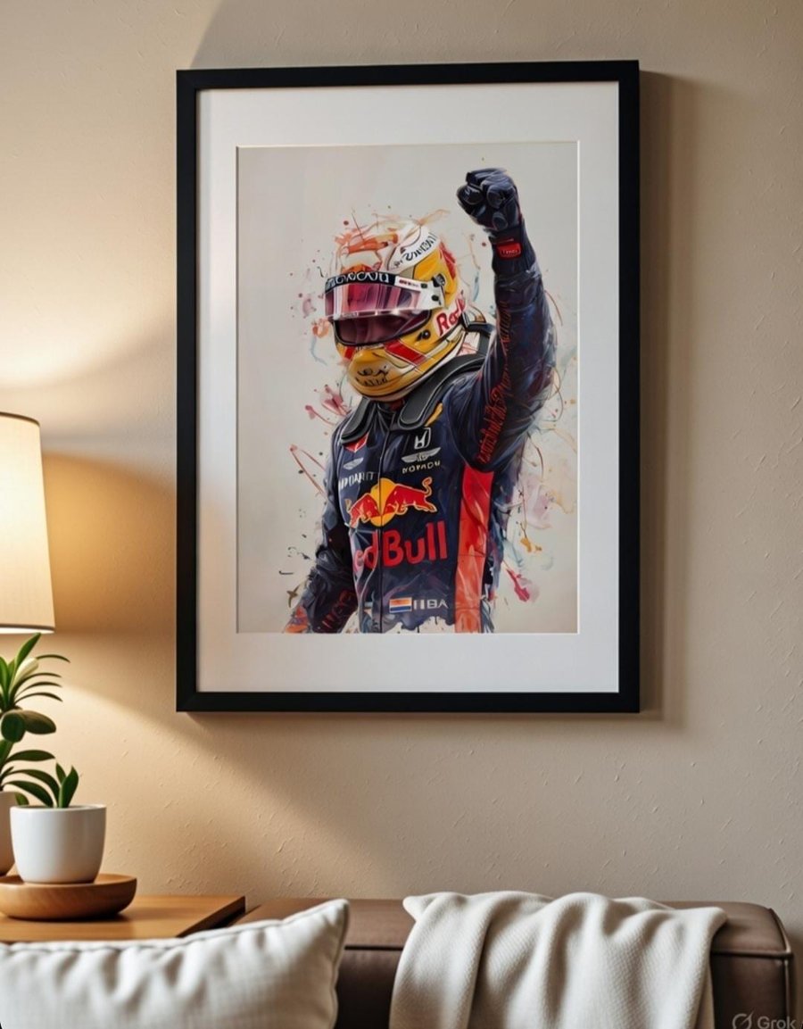 Max Verstappen Red Bull Poster Watercolour Splatter F1 Art Print (A3, Unframed)