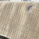 Adorable Handmade Cotton Baby Blanket with Rainbow & Cloud Embroidery