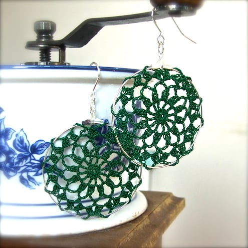 Green Doily Earrings