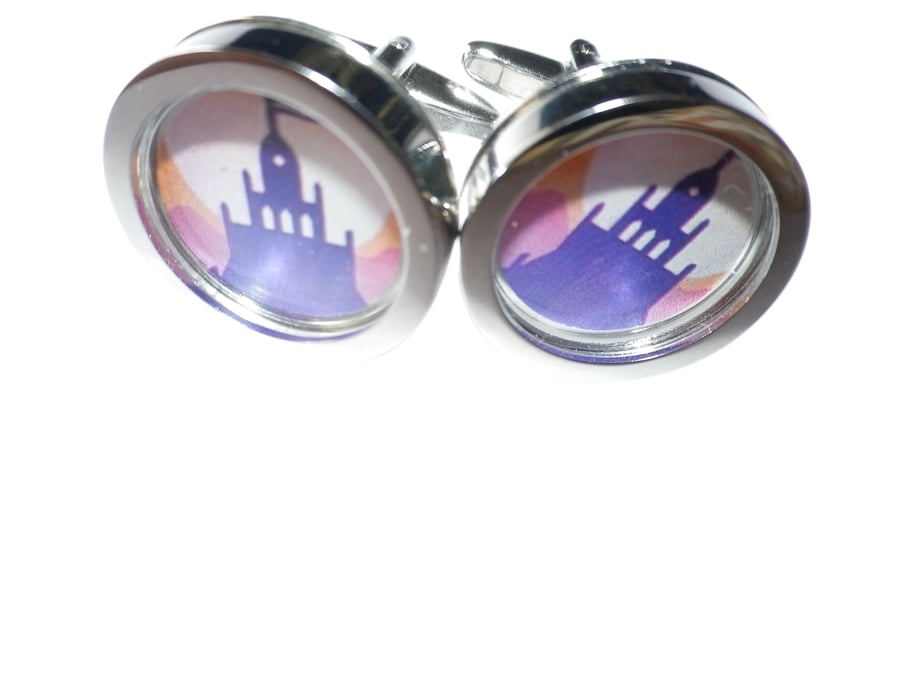 Purple Palace cufflinks, free shipping, gift wrapped, dramatic image Ref 9726