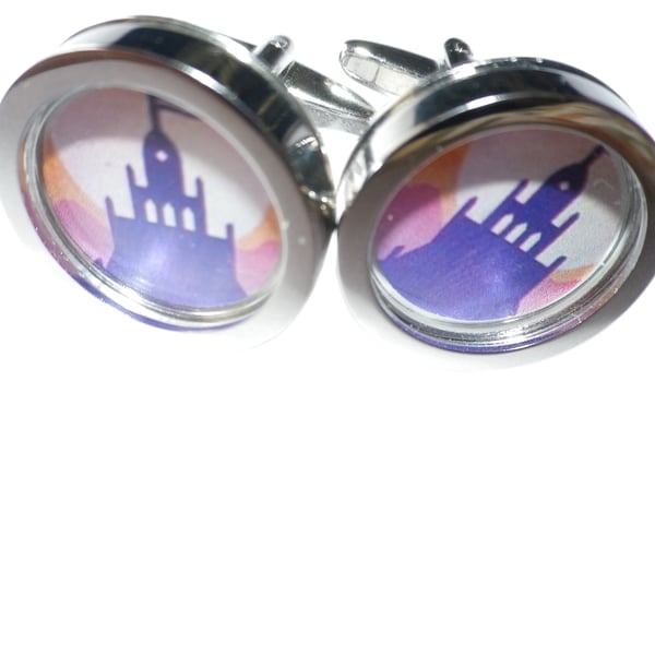 Purple Palace cufflinks, free shipping, gift wrapped, dramatic image Ref 9726