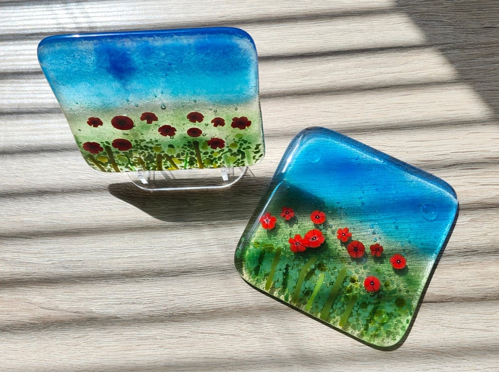 Fused Glass Poppy Field
