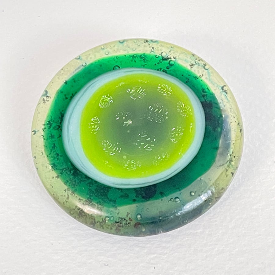 Fused Glass Green Dichroic Brooch