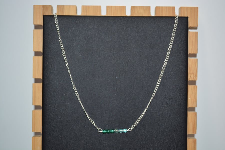 Dark to light green bar necklace