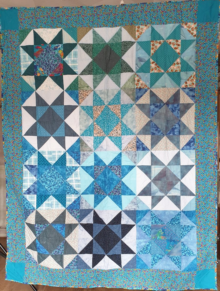 Single patch work  Bed Quilt made by hand