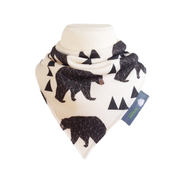 ORGANIC Baby Bandana Dribble Bib in GEOMETRIC BEARS Gift Idea from BellaOski