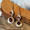 Fine Silver and Garnet Drop Earrings