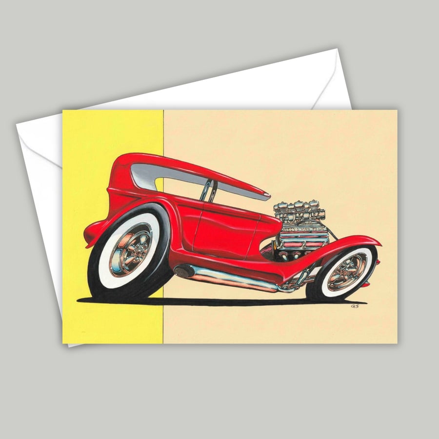 Classic Custom Car Greeting Card - Lil Coffin Show Car - American Classic