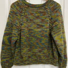 Hand knit Jumper - cable details and camo style 