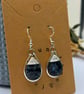 Larvikite Faceted Gemstone Wire-Wrapped Teardrop Earrings With Silver Frames