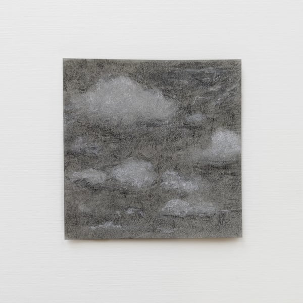 Cloudscape Original Charcoal Sketch, Miniature Sky Study Drawing