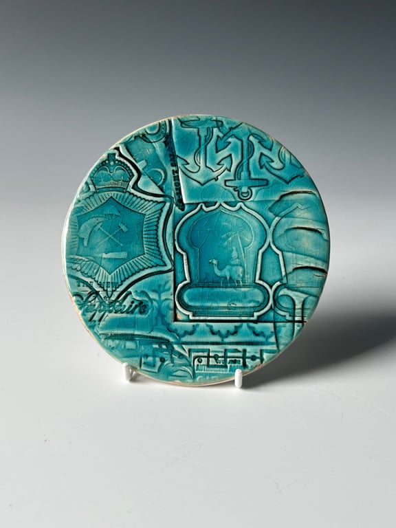 Textured Ceramic Plaque: Anchor and Camel