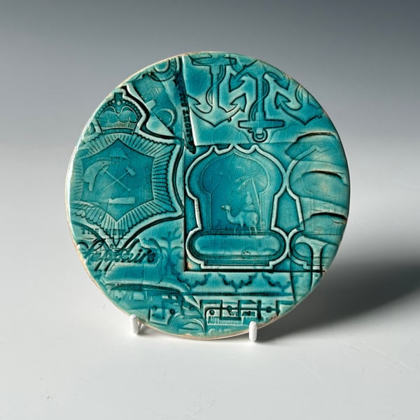Textured Ceramic Plaque: Anchor and Camel