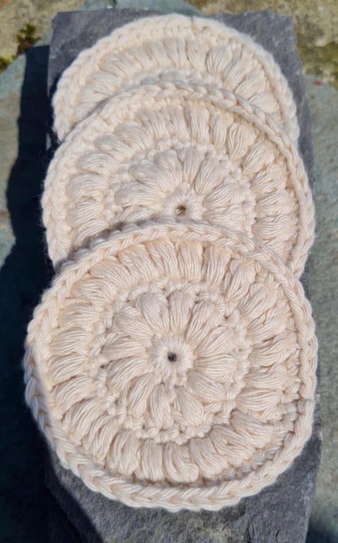 Crochet Re-useable Cotton pads (set of 3)
