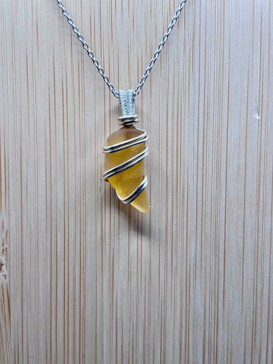 Scottish Sea Glass Pendant, Swirl design - Rare Yellow - Absolutely beautiful!