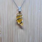 Scottish Sea Glass Pendant, Swirl design - Rare Yellow - Absolutely beautiful!