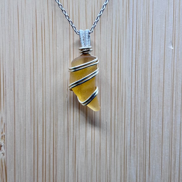 Scottish Sea Glass Pendant, Swirl design - Rare Yellow - Absolutely beautiful!