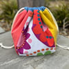 Dumpling drawstring bag -  bright scandi cotton