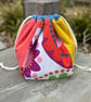 Dumpling drawstring bag -  bright scandi cotton
