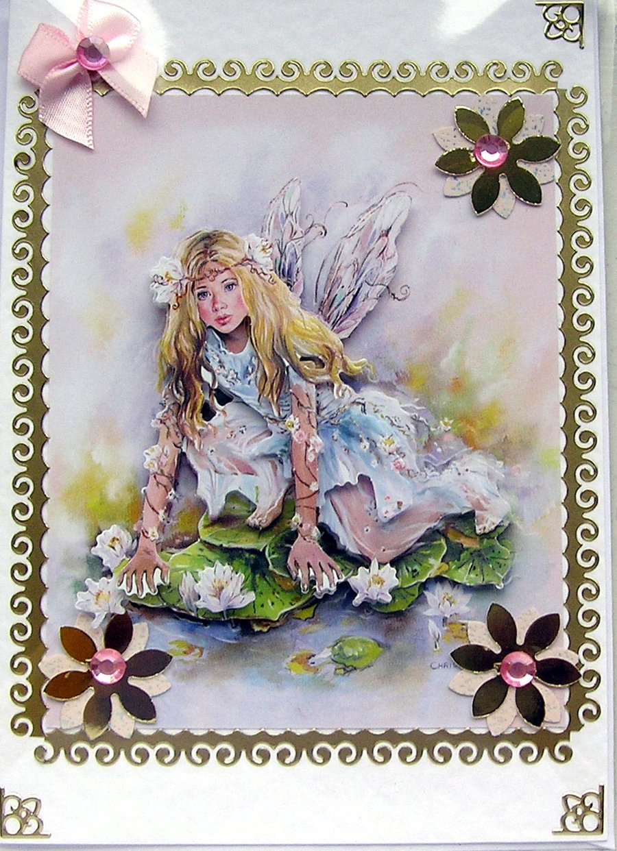 Fairy Hand Crafted 3D Decoupage Card - Blank for any Occasion (2585)