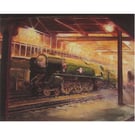 STEAM RAILWAY Art Print- Atmospheric Giclee Print- Vintage Train Enthusiast Gift