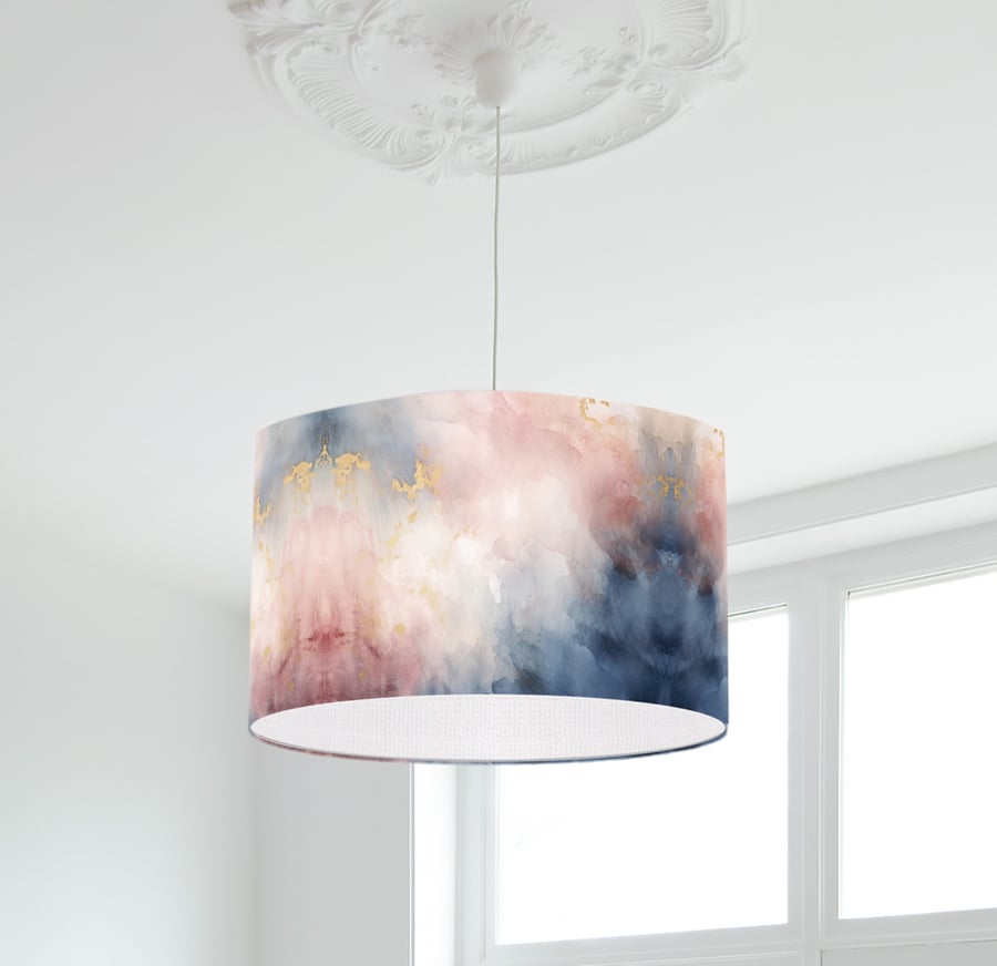 Abstract Marbled Effect Lampshade Pinks Blues Lampshade in a Cloud effect print