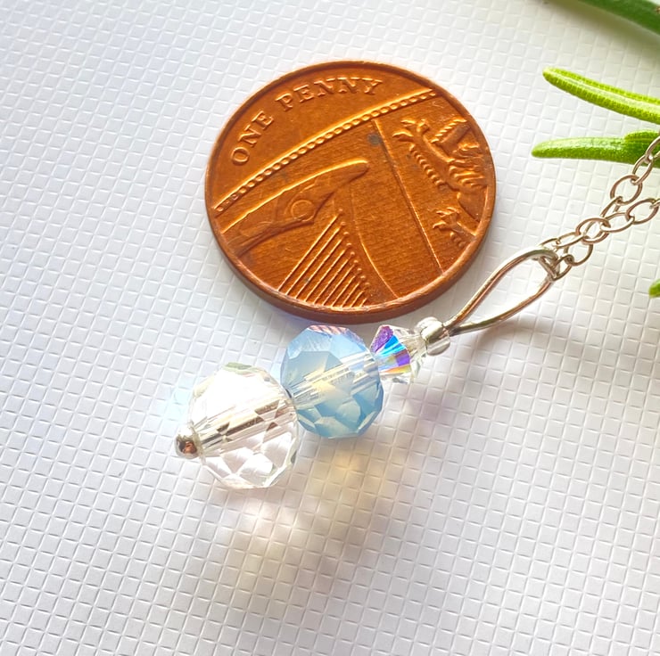 Silver crystal drop Pendant 18" necklace o... Folksy