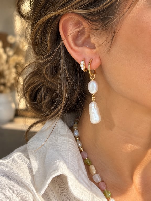 The Pearl Affair – Biwa & Coin Freshwater Pearl Earrings