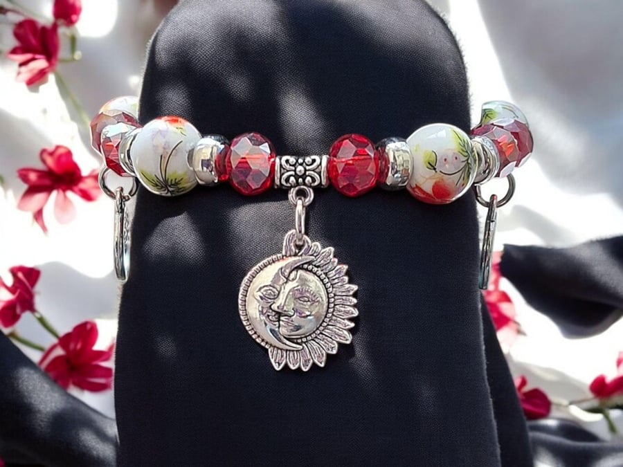 Sun, Moon  and tree of life charm bracelet, mystical jewellery, boho jewelle